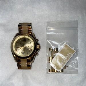 Michael Kors Gold and Tan Chronograph Watch